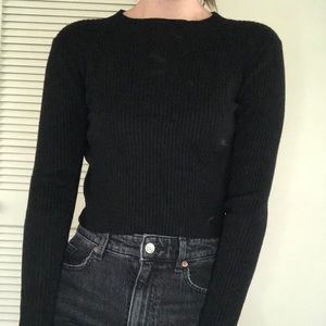 Ribbed Basic Black Long Sleeve